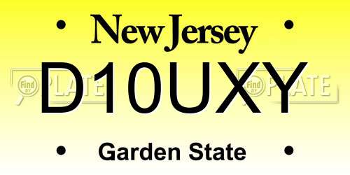 D10UXY New Jersey License Plate