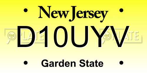 D10UYV New Jersey License Plate