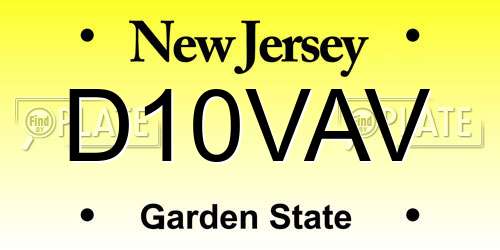 D10VAV New Jersey License Plate