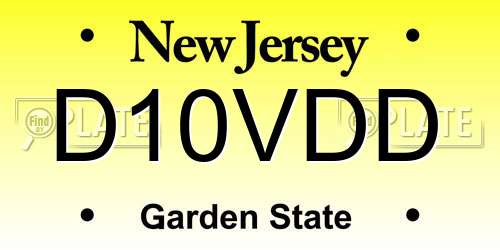 D10VDD New Jersey License Plate