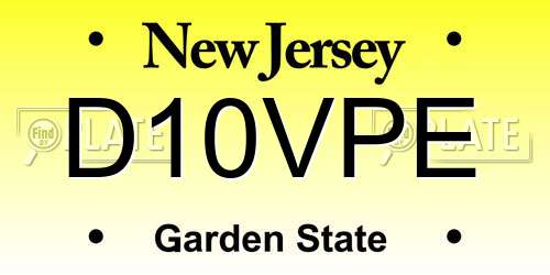 D10VPE New Jersey License Plate