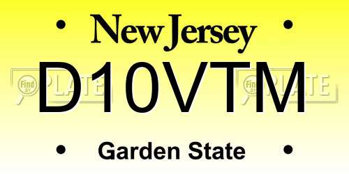 D10VTM New Jersey License Plate