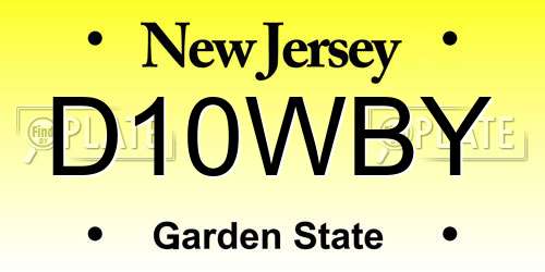 D10WBY New Jersey License Plate