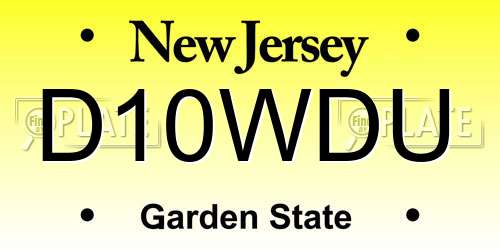 D10WDU New Jersey License Plate