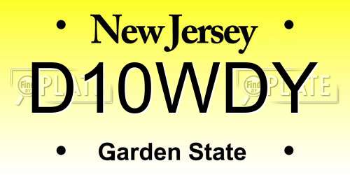 D10WDY New Jersey License Plate