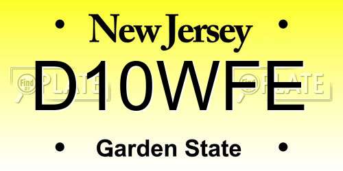 D10WFE New Jersey License Plate