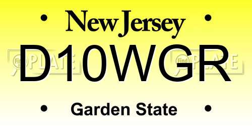 D10WGR New Jersey License Plate