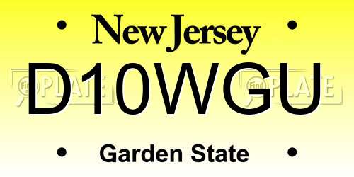 D10WGU New Jersey License Plate