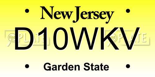 D10WKV New Jersey License Plate