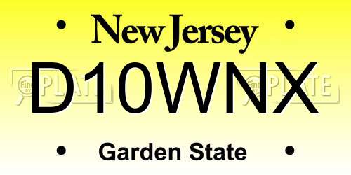 D10WNX New Jersey License Plate