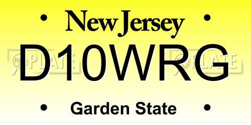 D10WRG New Jersey License Plate
