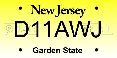 D11AWJ New Jersey License Plate