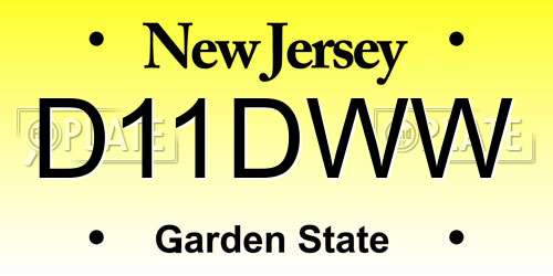 D11DWW New Jersey License Plate