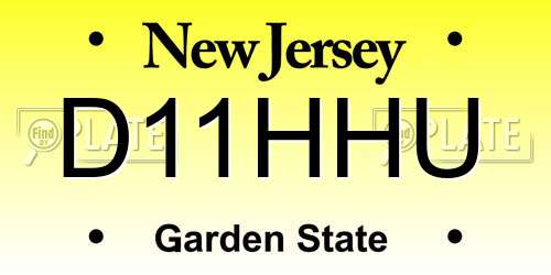 D11HHU New Jersey License Plate