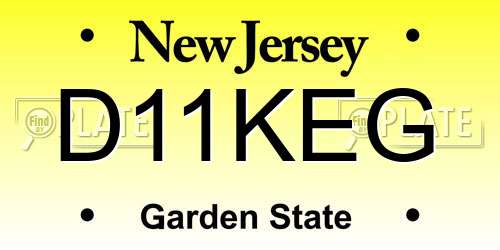 D11KEG New Jersey License Plate
