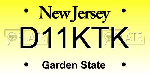 D11KTK New Jersey License Plate