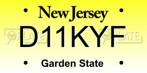 D11KYF New Jersey License Plate