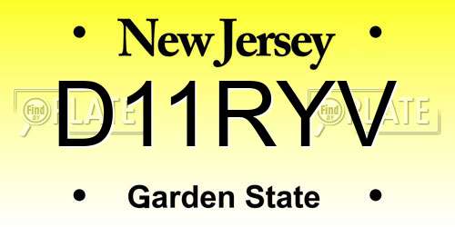 D11RYV New Jersey License Plate