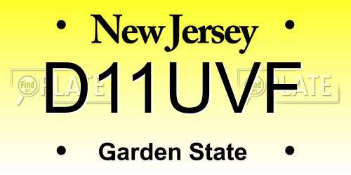 D11UVF New Jersey License Plate