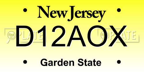 D12AOX New Jersey License Plate