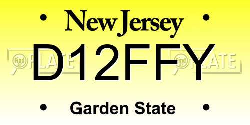 D12FFY New Jersey License Plate