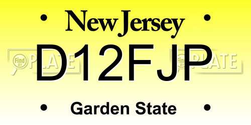 D12FJP New Jersey License Plate