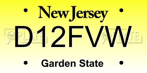 D12FVW New Jersey License Plate