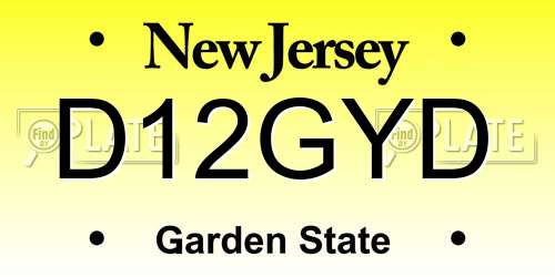 D12GYD New Jersey License Plate