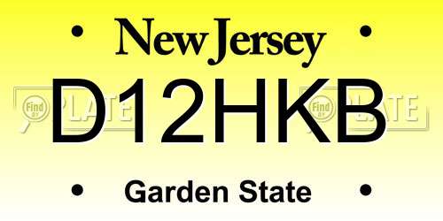 D12HKB New Jersey License Plate