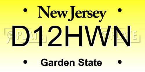 D12HWN New Jersey License Plate