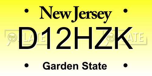 D12HZK New Jersey License Plate