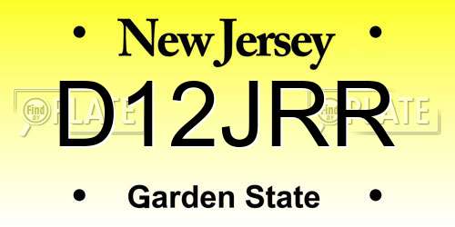 D12JRR New Jersey License Plate