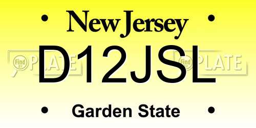 D12JSL New Jersey License Plate