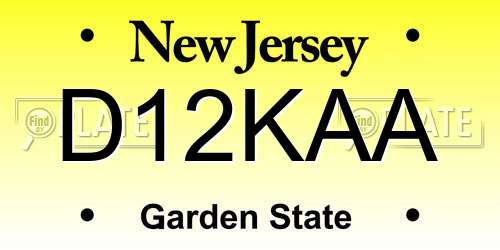 D12KAA New Jersey License Plate