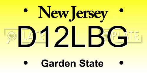 D12LBG New Jersey License Plate
