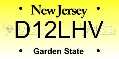D12LHV New Jersey License Plate