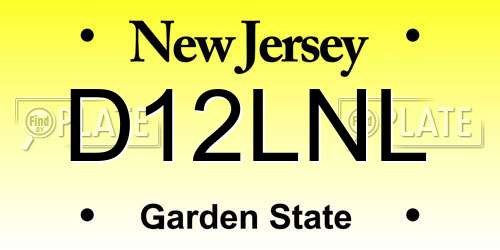 D12LNL New Jersey License Plate