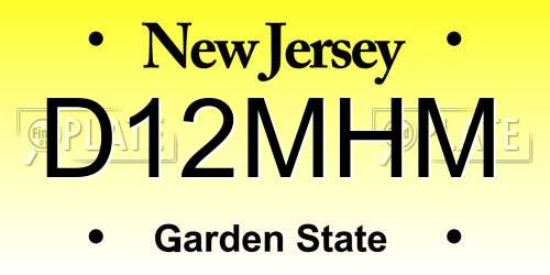 D12MHM New Jersey License Plate