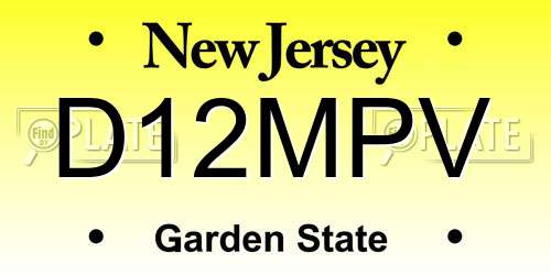 D12MPV New Jersey License Plate