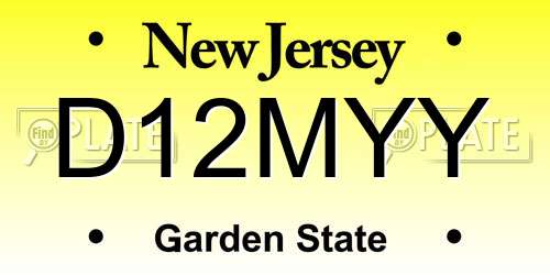 D12MYY New Jersey License Plate