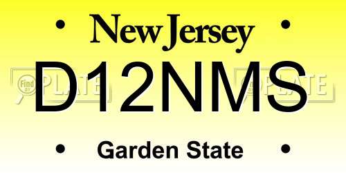 D12NMS New Jersey License Plate