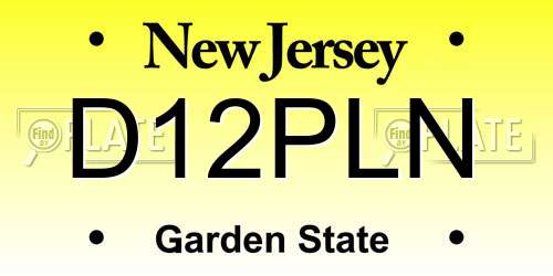 D12PLN New Jersey License Plate
