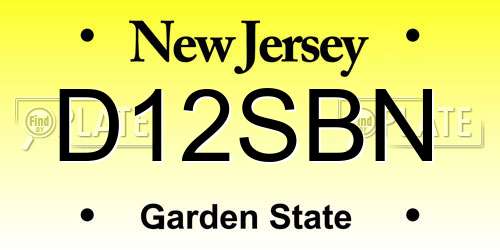 D12SBN New Jersey License Plate