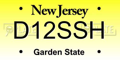 D12SSH New Jersey License Plate