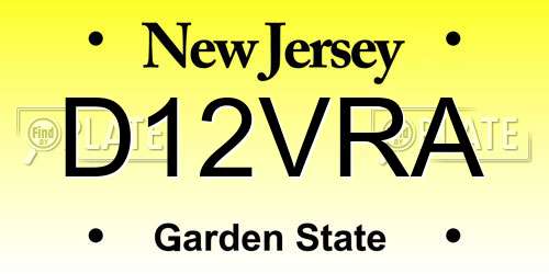 D12VRA New Jersey License Plate
