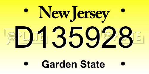 D135928 New Jersey License Plate