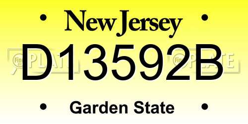 D13592B New Jersey License Plate