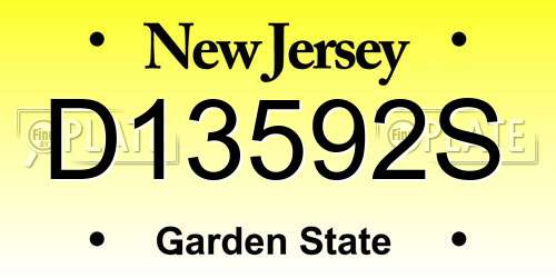 D13592S New Jersey License Plate