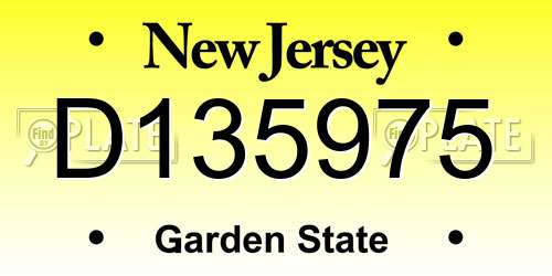 D135975 New Jersey License Plate