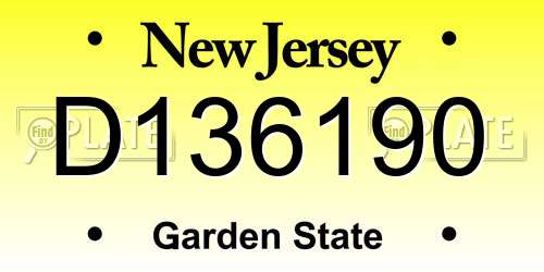 D136190 New Jersey License Plate